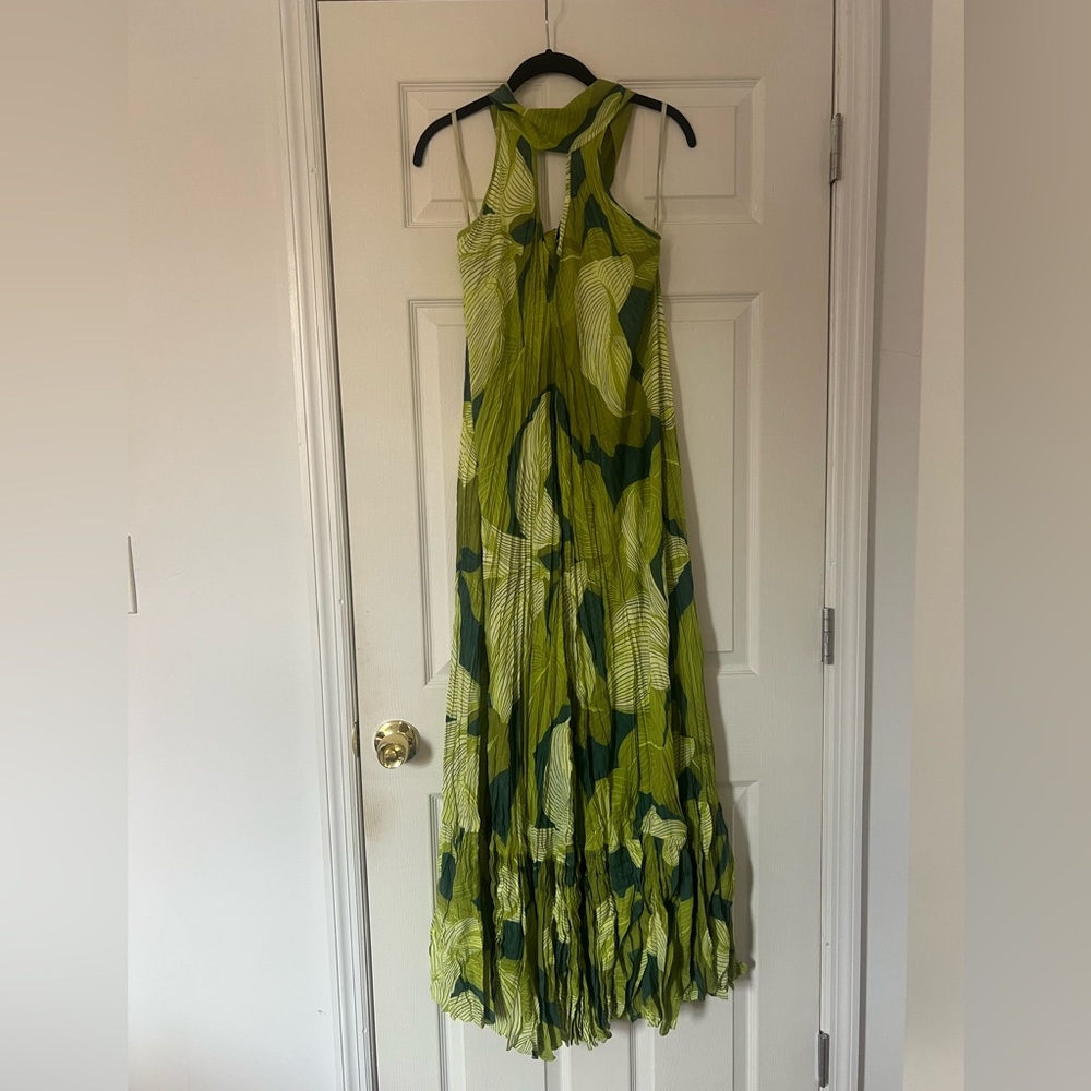 NWT Vicky Tcherassi Azul Green Leaf Print Dress - Picture 4 of 7